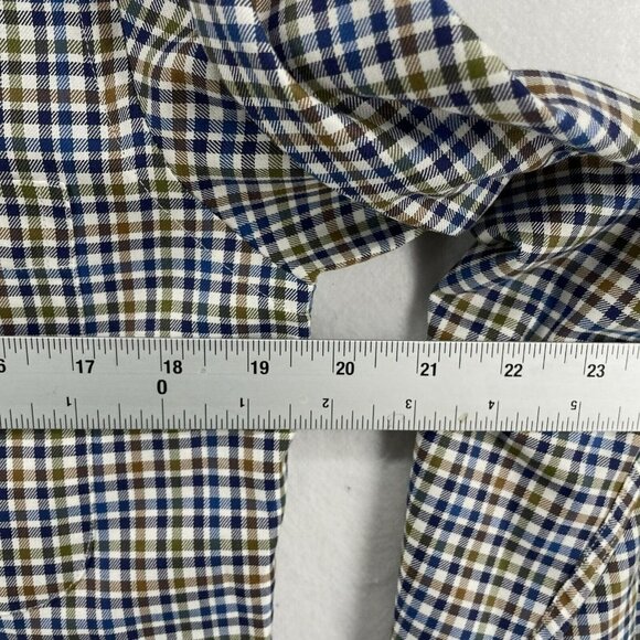 Jos. A. Bank Button-Up Shirt Mens Sz S Blue Brown Gingham Collared Tailored Fit - Picture 3 of 11